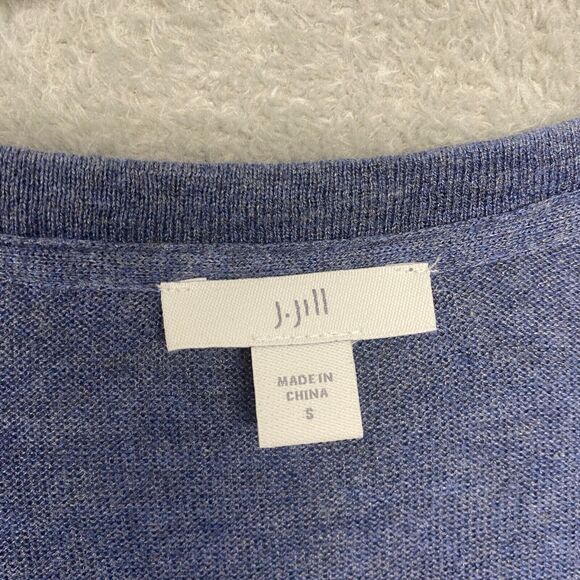 J Jill Sweater Womens S Blue Cardigan Duster Button Up V Neck Pockets Cotton - Picture 3 of 8